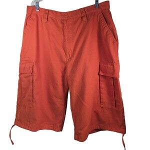 Regal Wear Men's Orange Cargo Shorts Size 40 Cotton Casual Pockets Flat Front